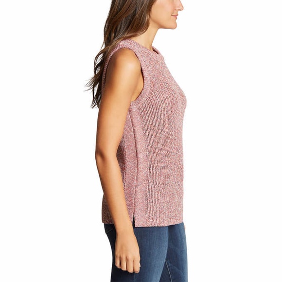 Ella Moss Ribbed Knit Sleeveless Sweater Tank Coral Flames Chunky - Picture 2 of 4